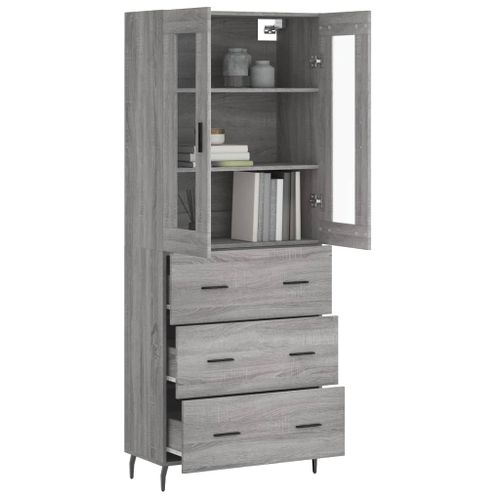 Buffet haut Sonoma gris 69,5x34x180 cm Bois d'ingénierie - Photo n°3; ?>