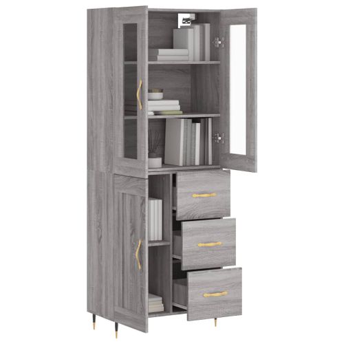 Buffet haut Sonoma gris 69,5x34x180 cm Bois d'ingénierie - Photo n°3; ?>