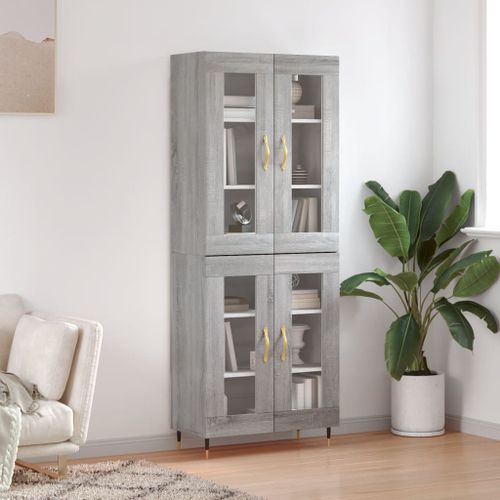 Buffet haut Sonoma gris 69,5x34x180 cm Bois d'ingénierie - Photo n°2; ?>