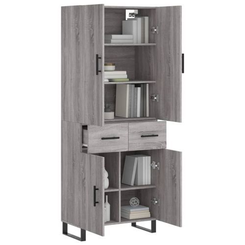 Buffet haut Sonoma gris 69,5x34x180 cm Bois d'ingénierie - Photo n°3; ?>