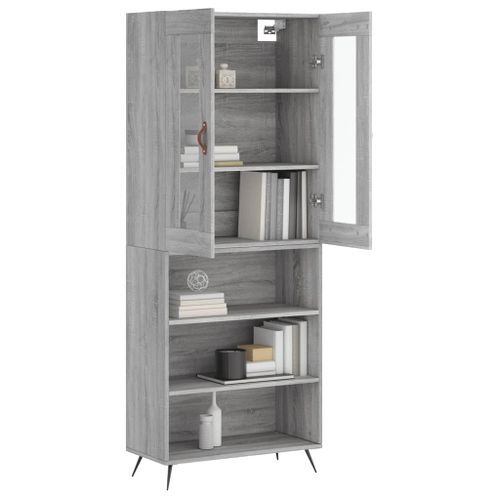 Buffet haut Sonoma gris 69,5x34x180 cm Bois d'ingénierie - Photo n°3; ?>