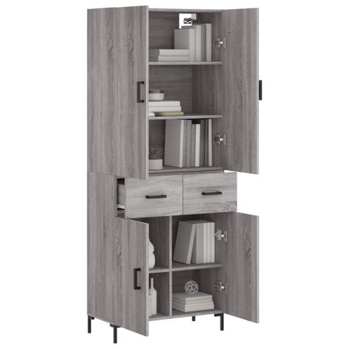 Buffet haut Sonoma gris 69,5x34x180 cm Bois d'ingénierie - Photo n°3; ?>