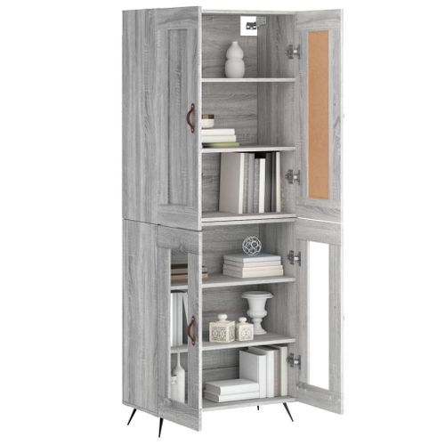 Buffet haut Sonoma gris 69,5x34x180 cm Bois d'ingénierie - Photo n°3; ?>