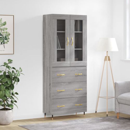 Buffet haut Sonoma gris 69,5x34x180 cm Bois d'ingénierie - Photo n°2; ?>