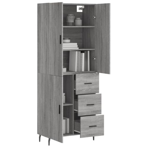 Buffet haut Sonoma gris 69,5x34x180 cm Bois d'ingénierie - Photo n°3; ?>