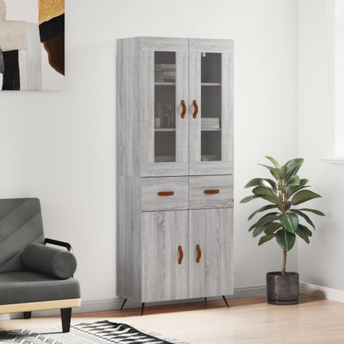 Buffet haut Sonoma gris 69,5x34x180 cm Bois d'ingénierie - Photo n°2; ?>