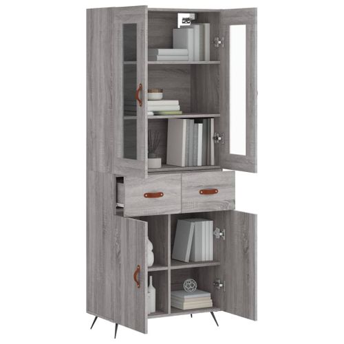 Buffet haut Sonoma gris 69,5x34x180 cm Bois d'ingénierie - Photo n°3; ?>