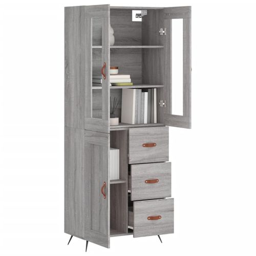 Buffet haut Sonoma gris 69,5x34x180 cm Bois d'ingénierie - Photo n°3; ?>