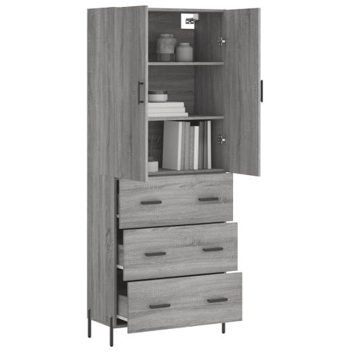 Buffet haut Sonoma gris 69,5x34x180 cm Bois d'ingénierie - Photo n°3; ?>