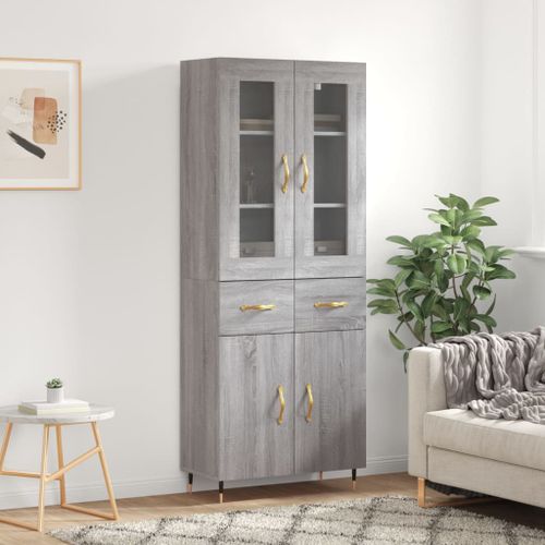 Buffet haut Sonoma gris 69,5x34x180 cm Bois d'ingénierie - Photo n°2; ?>