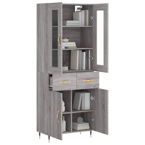 Buffet haut Sonoma gris 69,5x34x180 cm Bois d'ingénierie - Photo n°3; ?>