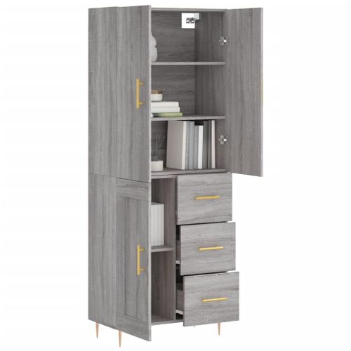 Buffet haut Sonoma gris 69,5x34x180 cm Bois d'ingénierie - Photo n°3; ?>