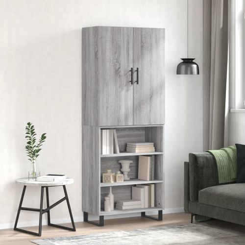 Buffet haut Sonoma gris 69,5x34x180 cm Bois d'ingénierie - Photo n°2; ?>