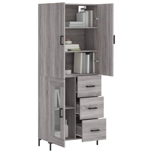 Buffet haut Sonoma gris 69,5x34x180 cm Bois d'ingénierie - Photo n°3; ?>