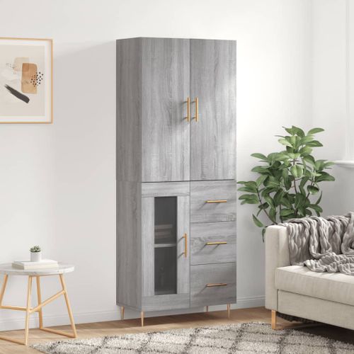 Buffet haut Sonoma gris 69,5x34x180 cm Bois d'ingénierie - Photo n°2; ?>