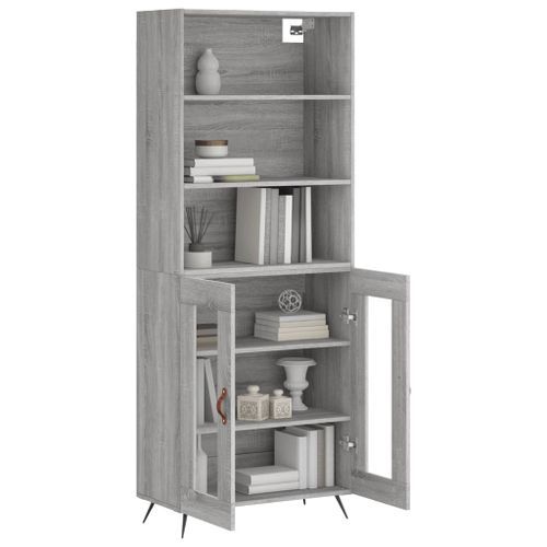 Buffet haut Sonoma gris 69,5x34x180 cm Bois d'ingénierie - Photo n°3; ?>