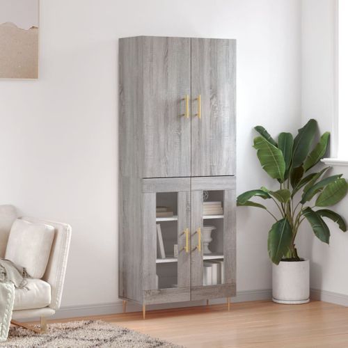 Buffet haut Sonoma gris 69,5x34x180 cm Bois d'ingénierie - Photo n°2; ?>