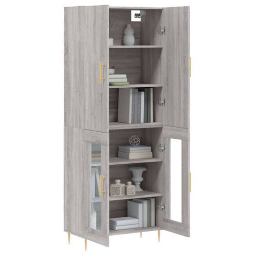 Buffet haut Sonoma gris 69,5x34x180 cm Bois d'ingénierie - Photo n°3; ?>