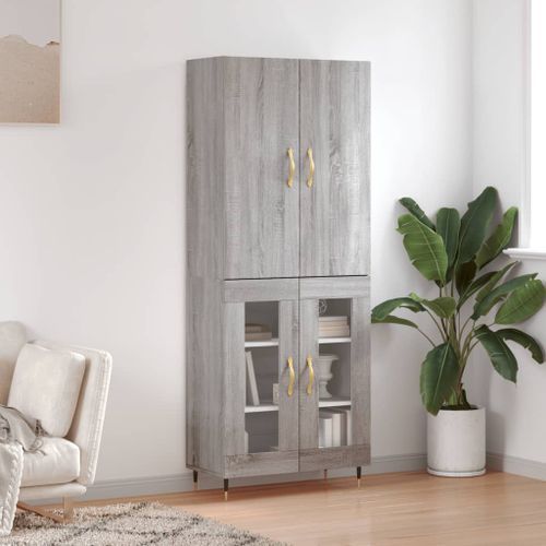 Buffet haut Sonoma gris 69,5x34x180 cm Bois d'ingénierie - Photo n°2; ?>