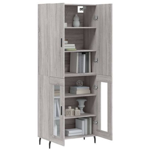 Buffet haut Sonoma gris 69,5x34x180 cm Bois d'ingénierie - Photo n°3; ?>