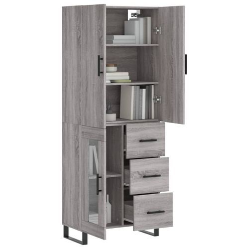 Buffet haut Sonoma gris 69,5x34x180 cm Bois d'ingénierie - Photo n°3; ?>