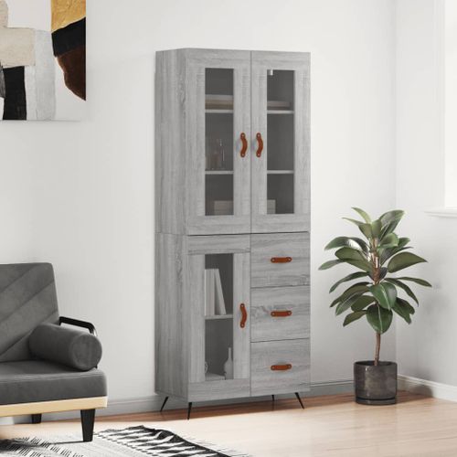 Buffet haut Sonoma gris 69,5x34x180 cm Bois d'ingénierie - Photo n°2; ?>