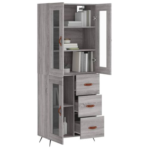 Buffet haut Sonoma gris 69,5x34x180 cm Bois d'ingénierie - Photo n°3; ?>