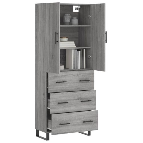 Buffet haut Sonoma gris 69,5x34x180 cm Bois d'ingénierie - Photo n°3; ?>