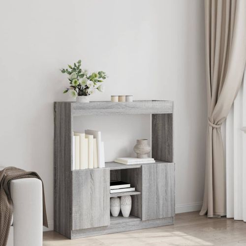 Buffet haut sonoma gris 92x33x100 cm bois d'ingénierie - Photo n°3; ?>