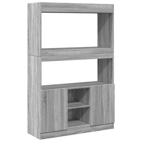 Buffet haut sonoma gris 92x33x140 cm bois d'ingénierie - Photo n°2; ?>