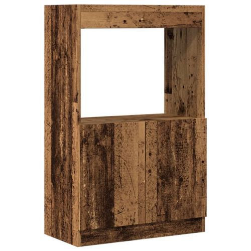 Buffet haut vieux bois 63x33x100 cm bois d'ingénierie - Photo n°2; ?>