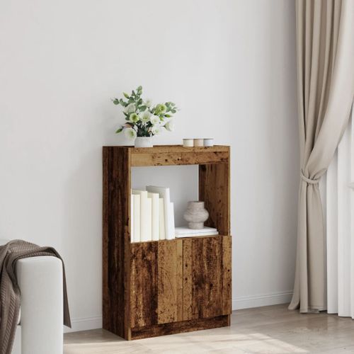 Buffet haut vieux bois 63x33x100 cm bois d'ingénierie - Photo n°3; ?>