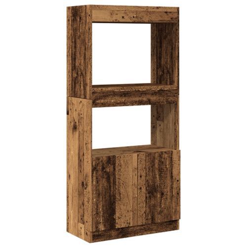 Buffet haut vieux bois 63x33x140 cm bois d'ingénierie - Photo n°2; ?>