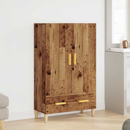 Buffet haut vieux bois 70x31x115 cm bois d'ingénierie - Photo n°2; ?>