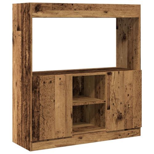 Buffet haut vieux bois 92x33x100 cm bois d'ingénierie - Photo n°2; ?>