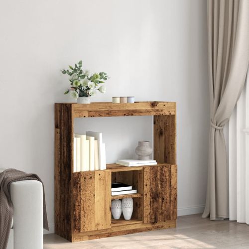 Buffet haut vieux bois 92x33x100 cm bois d'ingénierie - Photo n°3; ?>