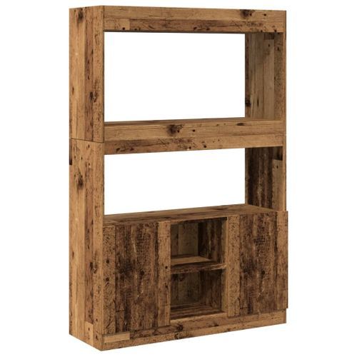 Buffet haut vieux bois 92x33x140 cm bois d'ingénierie - Photo n°2; ?>