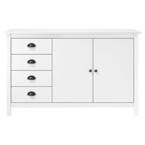 Buffet Hill Range Blanc 130x40x80 cm Bois de pin solide - Photo n°2; ?>