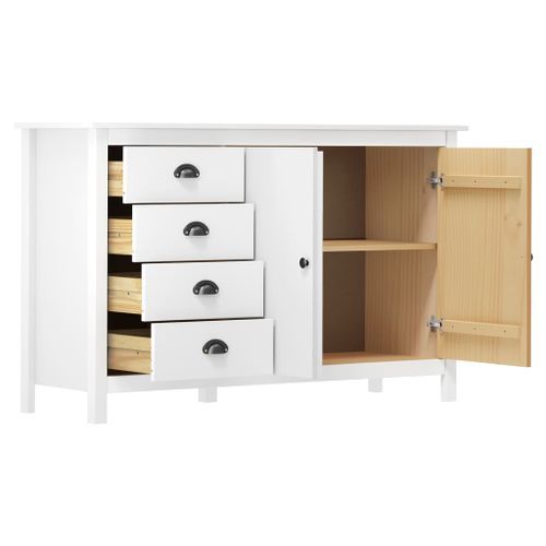 Buffet Hill Range Blanc 130x40x80 cm Bois de pin solide - Photo n°3; ?>