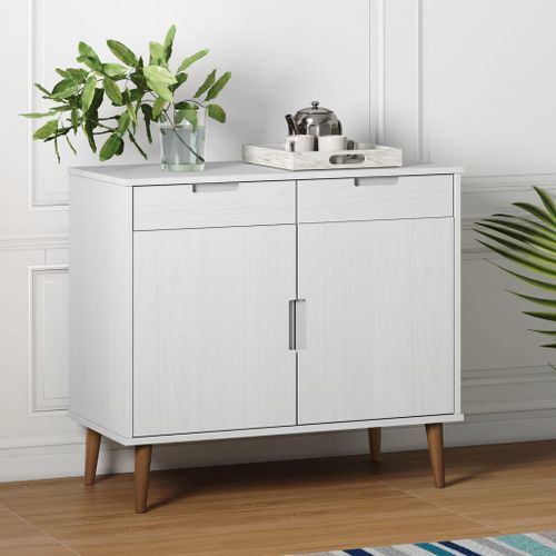 Buffet MOLDE Blanc 90x40x80 cm Bois massif de pin - Photo n°2; ?>