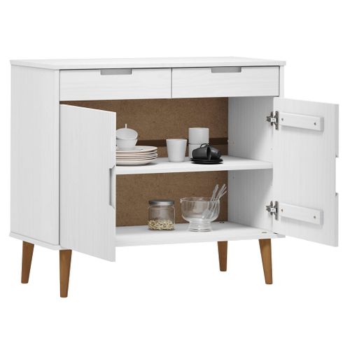 Buffet MOLDE Blanc 90x40x80 cm Bois massif de pin - Photo n°3; ?>