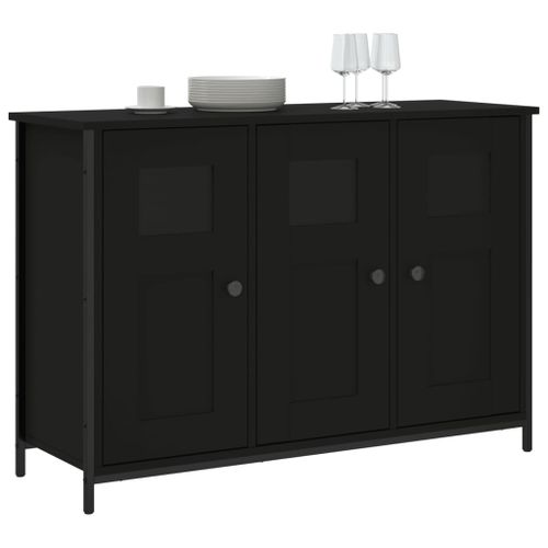 Buffet noir 100x35x70 cm bois d'ingénierie - Photo n°3; ?>