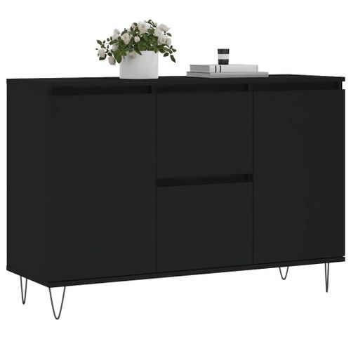 Buffet noir 104x35x70 cm bois d’ingénierie - Photo n°3; ?>