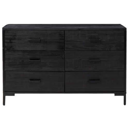 Buffet Noir 110x35x70 cm Bois de pin massif - Photo n°3; ?>