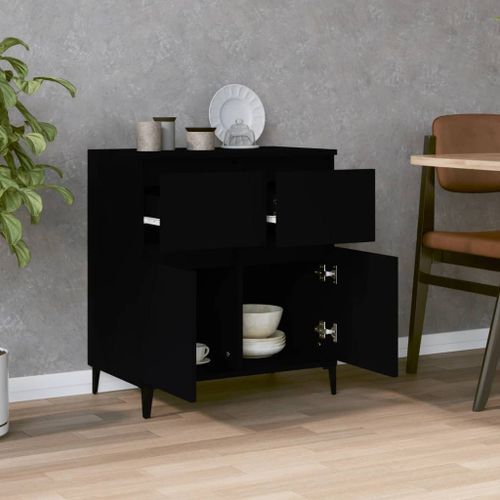 Buffet Noir 60x35x70 cm Bois d'ingénierie - Photo n°3; ?>