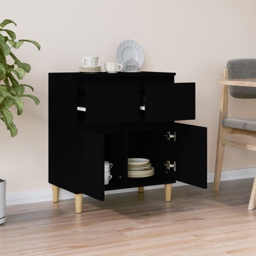 Buffet Noir 60x35x70 cm Bois d'ingénierie - Photo n°3; ?>