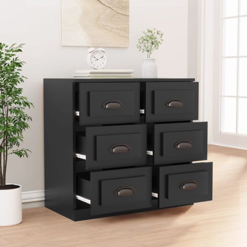 Buffet noir 70x35,5x67,5 cm bois d'ingénierie - Photo n°3; ?>