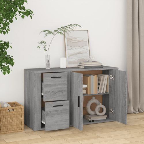 Buffet Sonoma gris 100x33x59,5 cm Bois d'ingénierie - Photo n°3; ?>