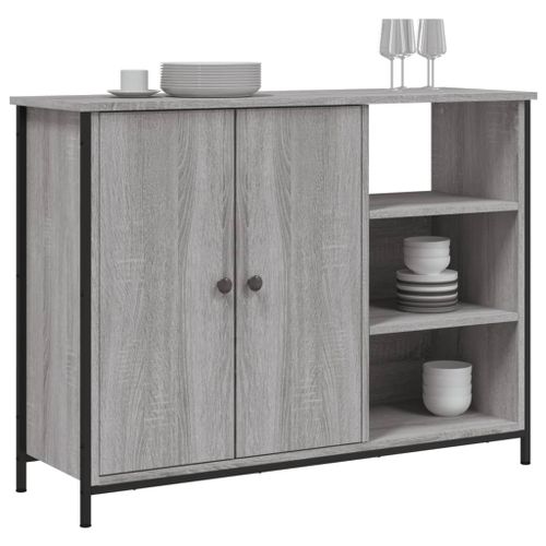 Buffet sonoma gris 100x33x75 cm bois d'ingénierie - Photo n°3; ?>