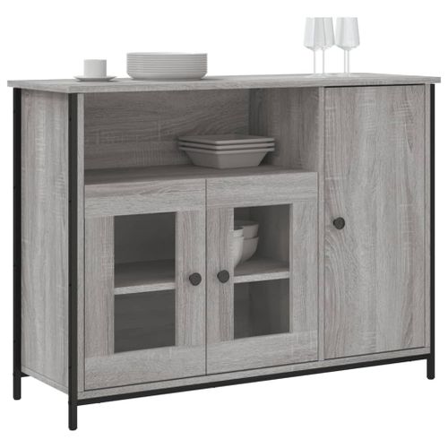 Buffet sonoma gris 100x35x75 cm bois d'ingénierie - Photo n°3; ?>